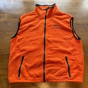 Holloway Polyester Fleece Vest Adult SZ 2XL Zip Up Orange "Ditch Witch" Logo